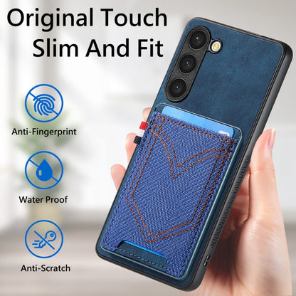 For Samsung Galaxy S25 5G Denim Texture Leather Skin Phone Case with Card Slot(Blue) - Galaxy S25 5G Cases by buy2fix | Online Shopping UK | buy2fix