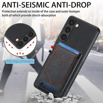 For Samsung Galaxy S25 Ultra 5G Denim Texture Leather Skin Phone Case with Card Slot(Black) - Galaxy S25 Ultra 5G Cases by buy2fix | Online Shopping UK | buy2fix