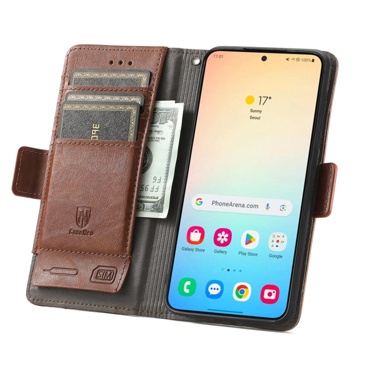 For Samsung Galaxy S25 5G CaseNeo Splicing Dual Magnetic Buckle Leather Phone Case(Brown) - Galaxy S25 5G Cases by CaseNeo | Online Shopping UK | buy2fix