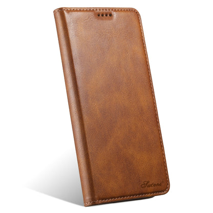 For iPhone 15 Pro Max Suteni J02 Oil Wax Wallet Leather Phone Case(Brown) - iPhone 15 Pro Max Cases by Suteni | Online Shopping UK | buy2fix