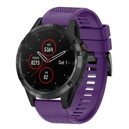 For Garmin Fenix 5 Plus 22mm Quick Release Silicone Watch Band(Purple) - Watch Bands by buy2fix | Online Shopping UK | buy2fix