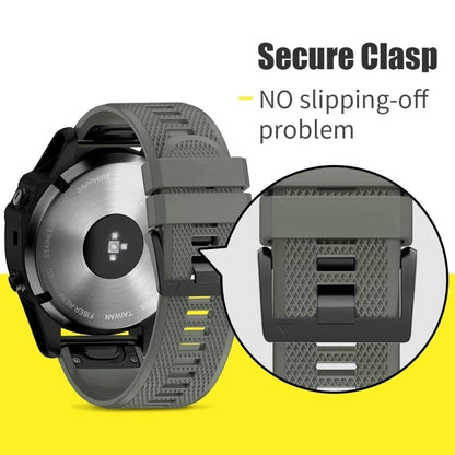 For Garmin Fenix 5 Plus 22mm Quick Release Silicone Watch Band(Army Green) - Watch Bands by buy2fix | Online Shopping UK | buy2fix