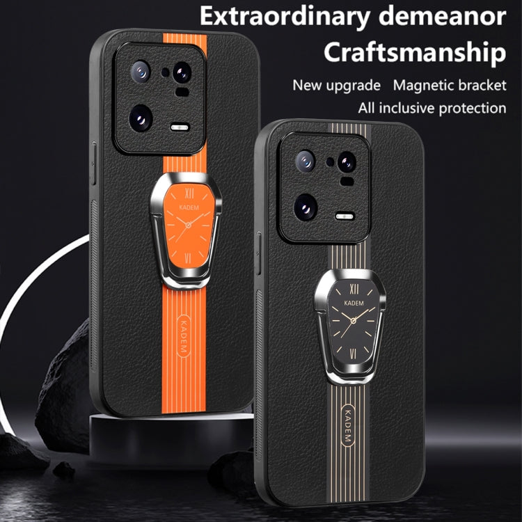 For Xiaomi 13 Pro Magnetic Litchi Leather Back Phone Case with Holder(Black) - 13 Pro Cases by buy2fix | Online Shopping UK | buy2fix