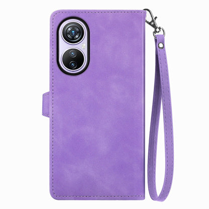 For Blackview A200 Pro Embossed Flower Zipper Leather Phone Case(Purple) - More Brand by buy2fix | Online Shopping UK | buy2fix