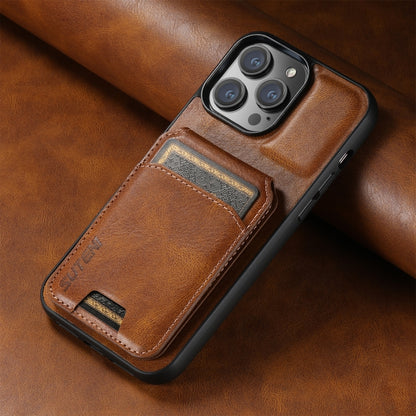 For iPhone 16 Pro Max Suteni H02 Leather Wallet Stand Back Phone Case(Brown) - iPhone 16 Pro Max Cases by Suteni | Online Shopping UK | buy2fix