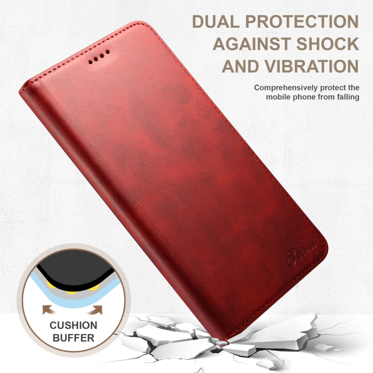 For iPhone 16 Suteni Calf Texture Horizontal Flip Leather Phone Case(Red) - iPhone 16 Cases by Suteni | Online Shopping UK | buy2fix