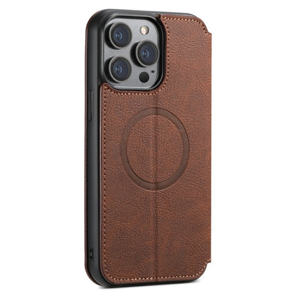 For iPhone 15 Pro Suteni J06 Retro Matte Litchi Texture Leather Magnetic Magsafe Phone Case(Brown) - iPhone 15 Pro Cases by Suteni | Online Shopping UK | buy2fix