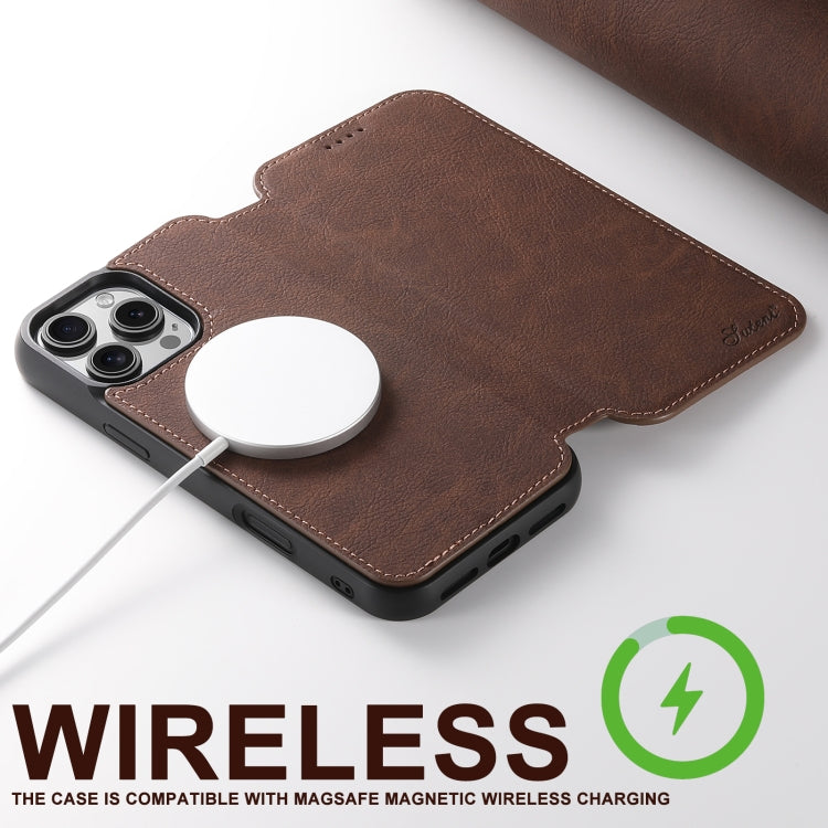 For iPhone 16 Pro Suteni J06 Retro Matte Litchi Texture Leather MagSafe Phone Case(Brown) - iPhone 16 Pro Cases by Suteni | Online Shopping UK | buy2fix