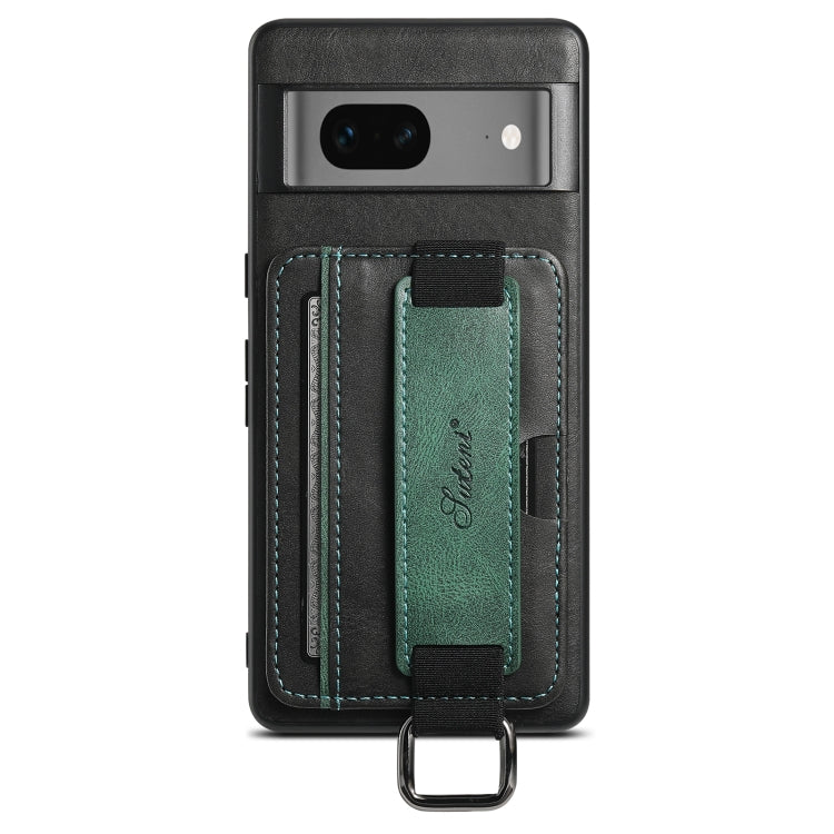 For Googel Pixel 8a Suteni H13 Card Wallet Wrist Strap Holder PU Phone Case(Black) - Google Cases by Suteni | Online Shopping UK | buy2fix