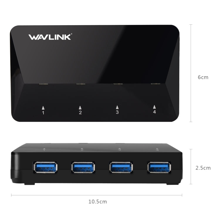 WAVLINK WL-UH3042P1 2.4A Fast Charging Adapter for Keyboard Mouse 4-Port USB3.0 HUB(UK Plug) - USB 3.0 HUB by WAVLINK | Online Shopping UK | buy2fix