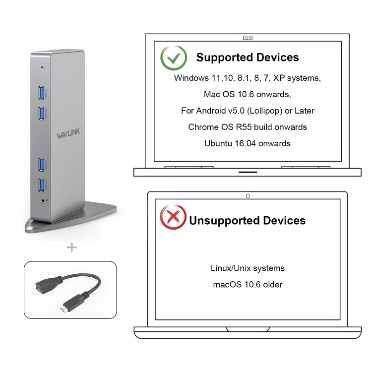 WAVLINK WL-UG39DK7 USB3.0 Hub Adapter Multi-Screen Graphics Card Universal Docking Station, Plug:EU Plug - USB HUB by WAVLINK | Online Shopping UK | buy2fix