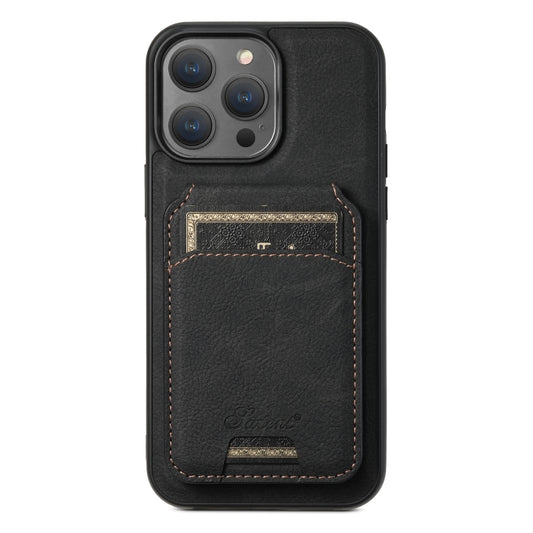 For iPhone 13 Pro Max Suteni H17 Litchi Texture Leather MagSafe Detachable Wallet Phone Case(Black) - iPhone 13 Pro Max Cases by Suteni | Online Shopping UK | buy2fix