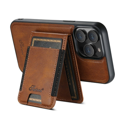For iPhone 14 Pro Suteni H17 Oil Eax Leather MagSafe Detachable Wallet Phone Case(Brown) - iPhone 14 Pro Cases by Suteni | Online Shopping UK | buy2fix