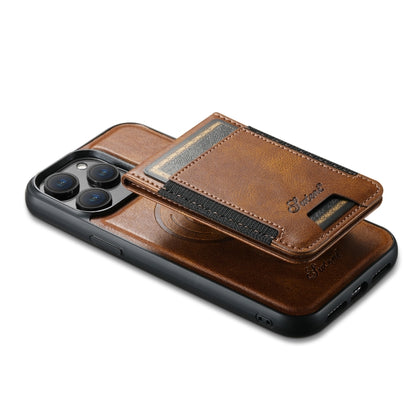 For iPhone 14 Pro Suteni H17 Oil Eax Leather MagSafe Detachable Wallet Phone Case(Brown) - iPhone 14 Pro Cases by Suteni | Online Shopping UK | buy2fix