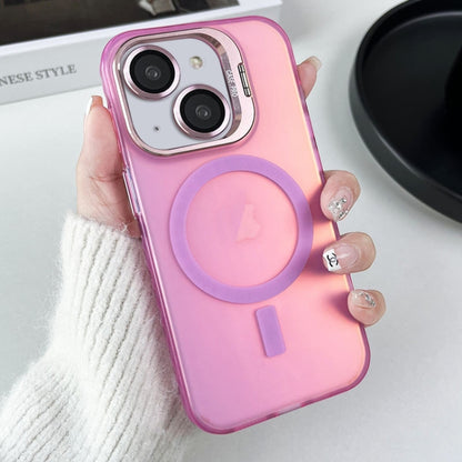 For iPhone 14 Plus Lens Holder MagSafe PC Hybrid TPU Phone Case(Pink) - iPhone 14 Plus Cases by buy2fix | Online Shopping UK | buy2fix