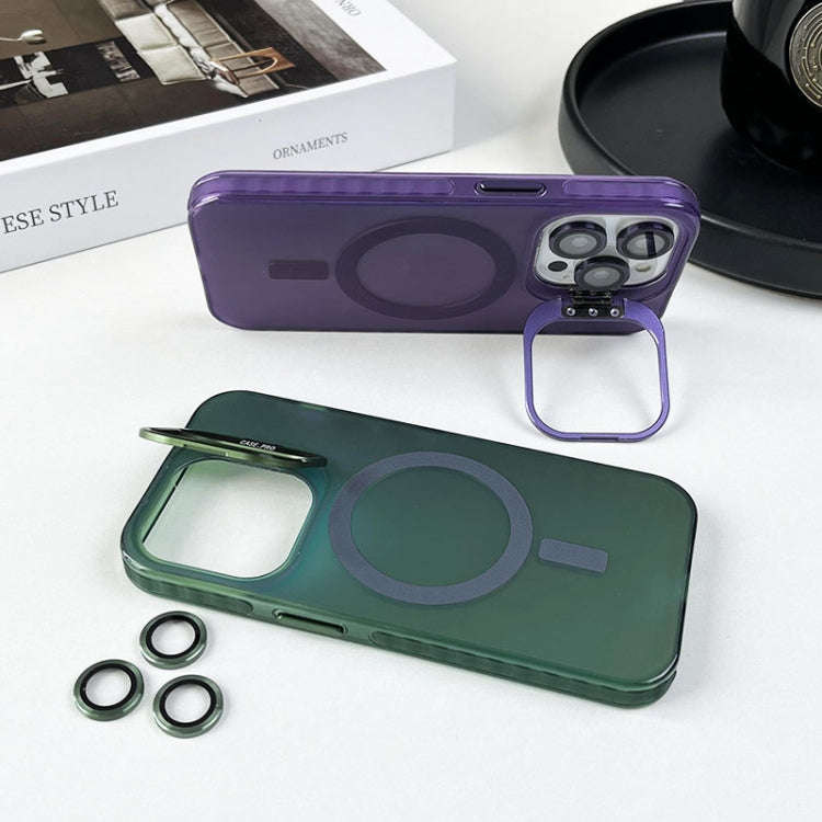 For iPhone 12 Pro MagSafe Lens Holder PC Hybrid TPU Phone Case(Green) - iPhone 12 / 12 Pro Cases by buy2fix | Online Shopping UK | buy2fix