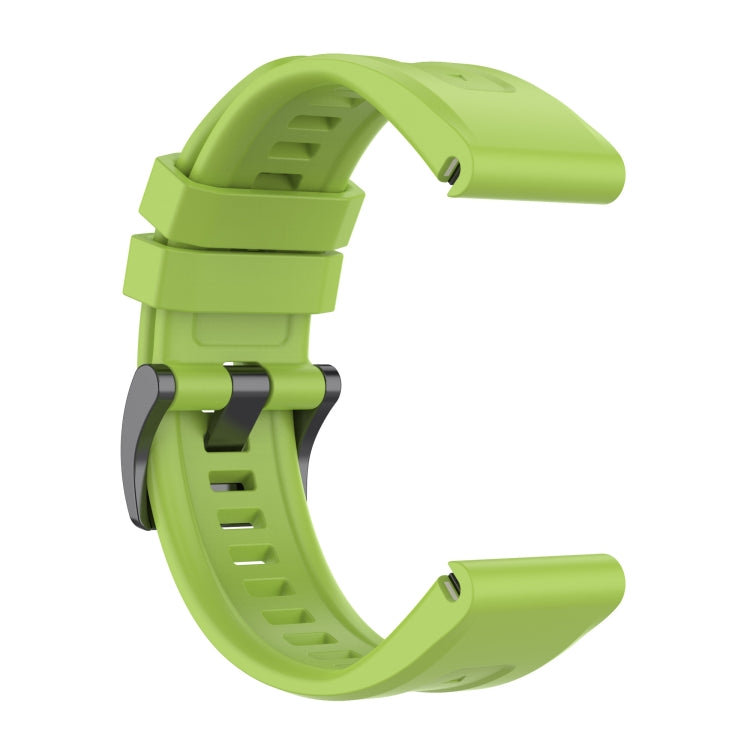 For Garmin Fenix 6 Pro GPS Solid Color Black Buckle Silicone Quick Release Watch Band(Lime green) - Watch Bands by buy2fix | Online Shopping UK | buy2fix