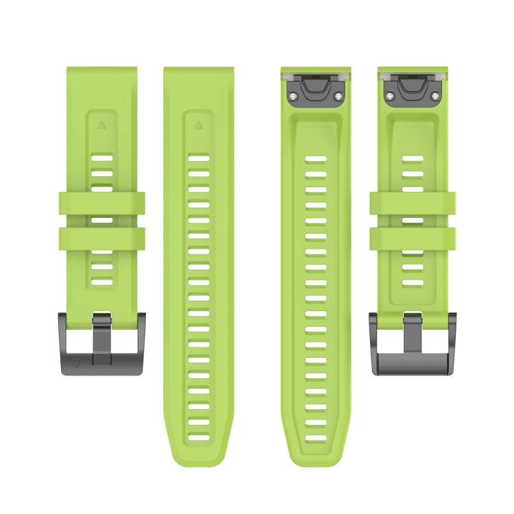 For Garmin Fenix 5 / Fenix 5 Plus Solid Color Black Buckle Silicone Quick Release Watch Band(Lime green) - Watch Bands by buy2fix | Online Shopping UK | buy2fix