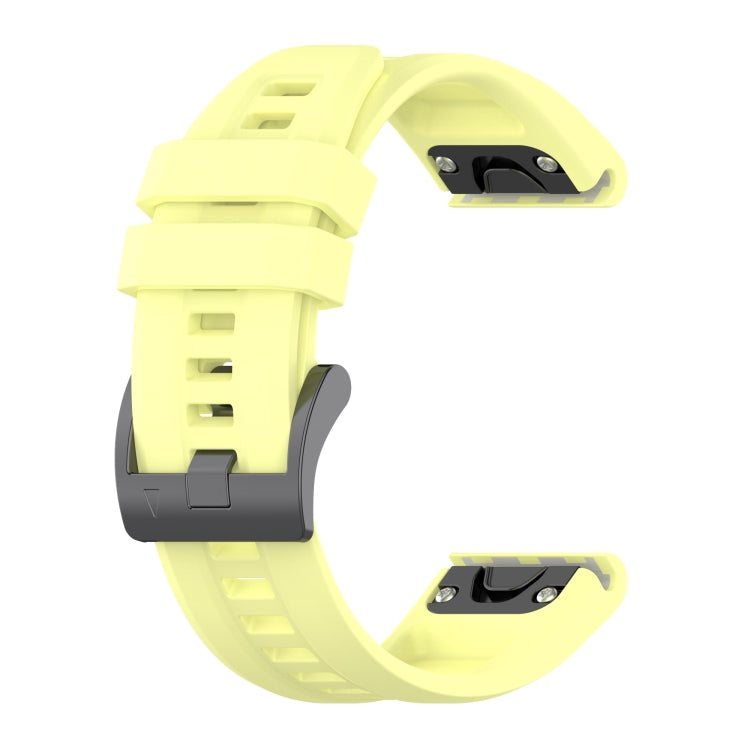 For Garmin MARQ Solid Color Black Buckle Silicone Quick Release Watch Band(Yellow) - Watch Bands by buy2fix | Online Shopping UK | buy2fix