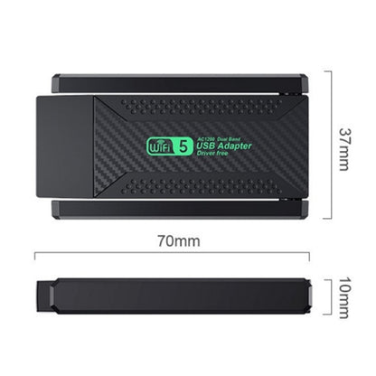 For Desktop PC Laptop Dual Band Driver-Free USB3.0 5G 1200Mbps WiFi Wireless Adapter - USB Network Adapter by buy2fix | Online Shopping UK | buy2fix