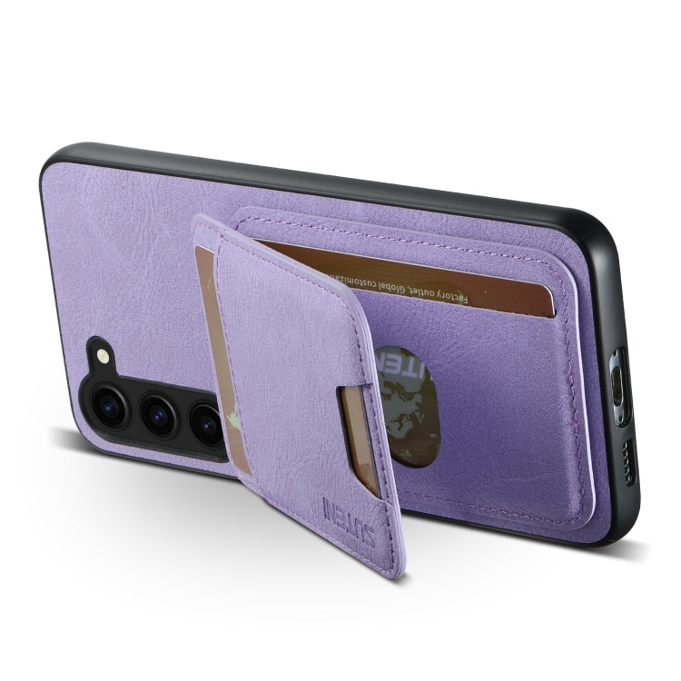 For Samsung Galaxy S23+ 5G Suteni H02 Litchi Leather Card Wallet Stand Back Phone Case(Purple) - Galaxy S23+ 5G Cases by Suteni | Online Shopping UK | buy2fix