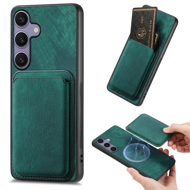 For Samsung Galaxy S25+ 5G Retro Leather Card Bag Magnetic Phone Case(Green) - Galaxy S25+ 5G Cases by buy2fix | Online Shopping UK | buy2fix