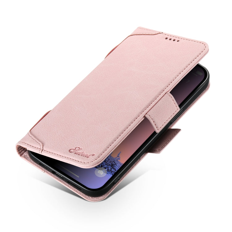 For iPhone 13 Pro SUTENI J07 Multifunctional Horizontal Flip Magsafe Leather Phone Case(Pink) - iPhone 13 Pro Cases by Suteni | Online Shopping UK | buy2fix