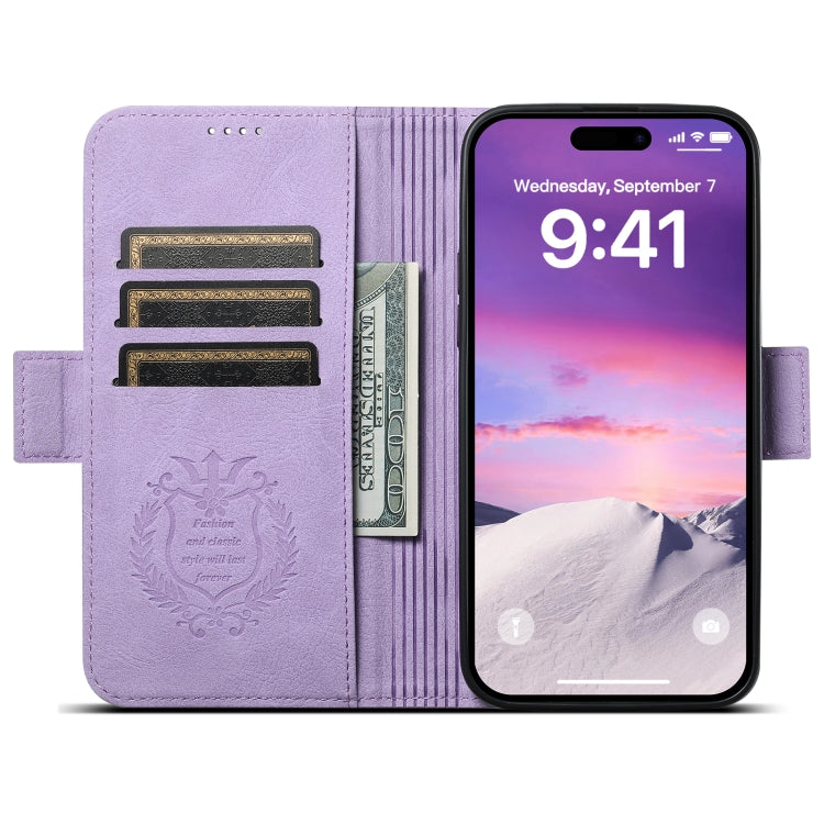 For iPhone 14 Plus SUTENI J07 Multifunctional Horizontal Flip Magsafe Leather Phone Case(Purple) - iPhone 14 Plus Cases by Suteni | Online Shopping UK | buy2fix