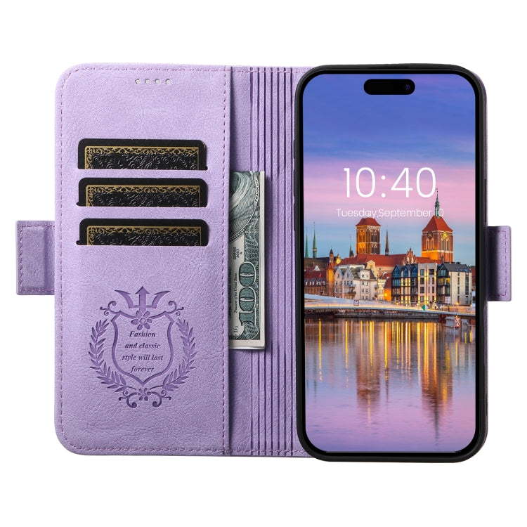 For iPhone 16 SUTENI J07 Multifunctional Horizontal Flip Magsafe Leather Phone Case(Purple) - iPhone 16 Cases by Suteni | Online Shopping UK | buy2fix