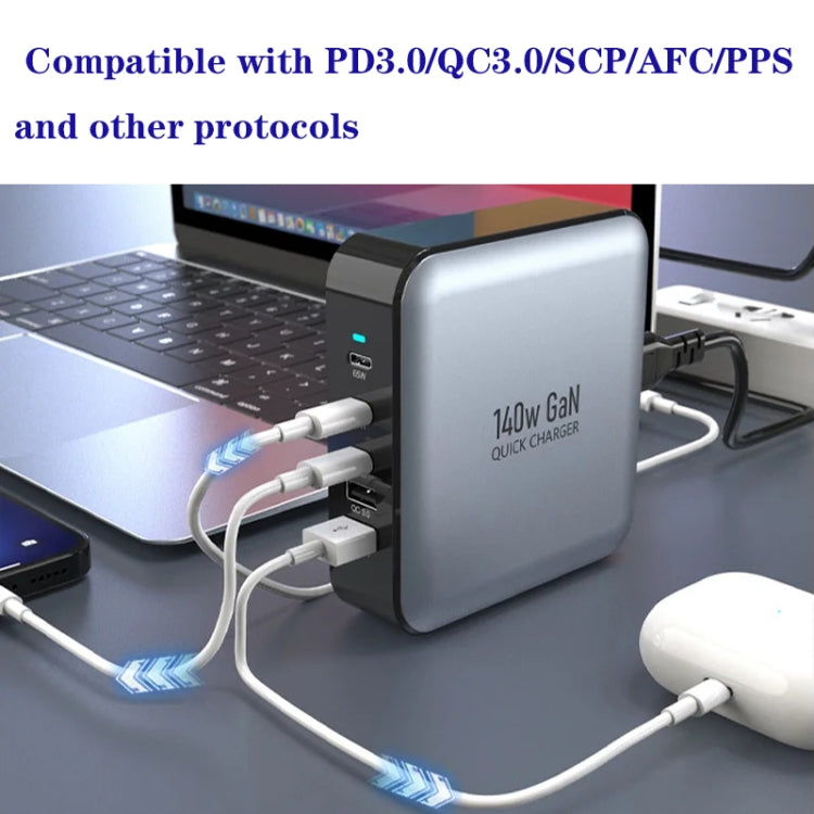 GAN 140W PD65W / PD20W / QC3.0 USB Five Port Laptop Adapter, Plug:US Plug - Universal Power Adapter by buy2fix | Online Shopping UK | buy2fix