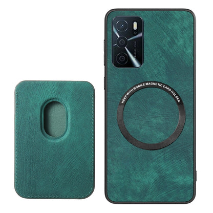 For OPPO A58 4G Retro Leather Card Bag Magnetic Phone Case(Green) - OPPO Cases by buy2fix | Online Shopping UK | buy2fix