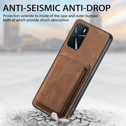 For OPPO A1 5G Retro Leather Card Bag Magnetic Phone Case(Brown) - OPPO Cases by buy2fix | Online Shopping UK | buy2fix