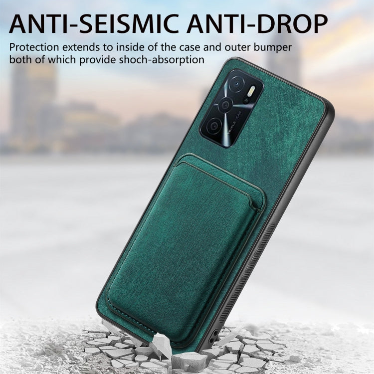 For OPPO Reno8 Z Retro Leather Card Bag Magnetic Phone Case(Green) - OPPO Cases by buy2fix | Online Shopping UK | buy2fix