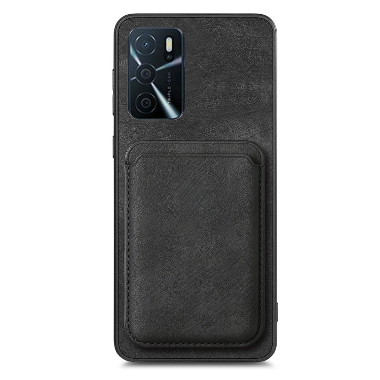 For OPPO A57 5G Retro Leather Card Bag Magnetic Phone Case(Black) - OPPO Cases by buy2fix | Online Shopping UK | buy2fix