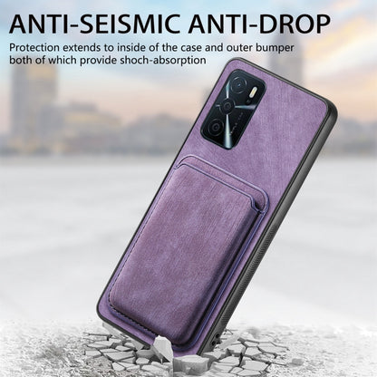 For OPPO Reno7 4G Retro Leather Card Bag Magnetic Phone Case(Purple) - OPPO Cases by buy2fix | Online Shopping UK | buy2fix
