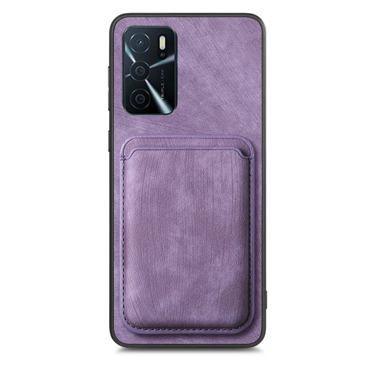 For OPPO A16K Retro Leather Card Bag Magnetic Phone Case(Purple) - OPPO Cases by buy2fix | Online Shopping UK | buy2fix