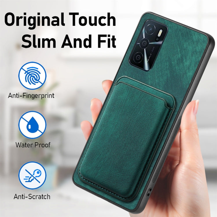 For OPPO Reno6 Z Retro Leather Card Bag Magnetic Phone Case(Green) - OPPO Cases by buy2fix | Online Shopping UK | buy2fix