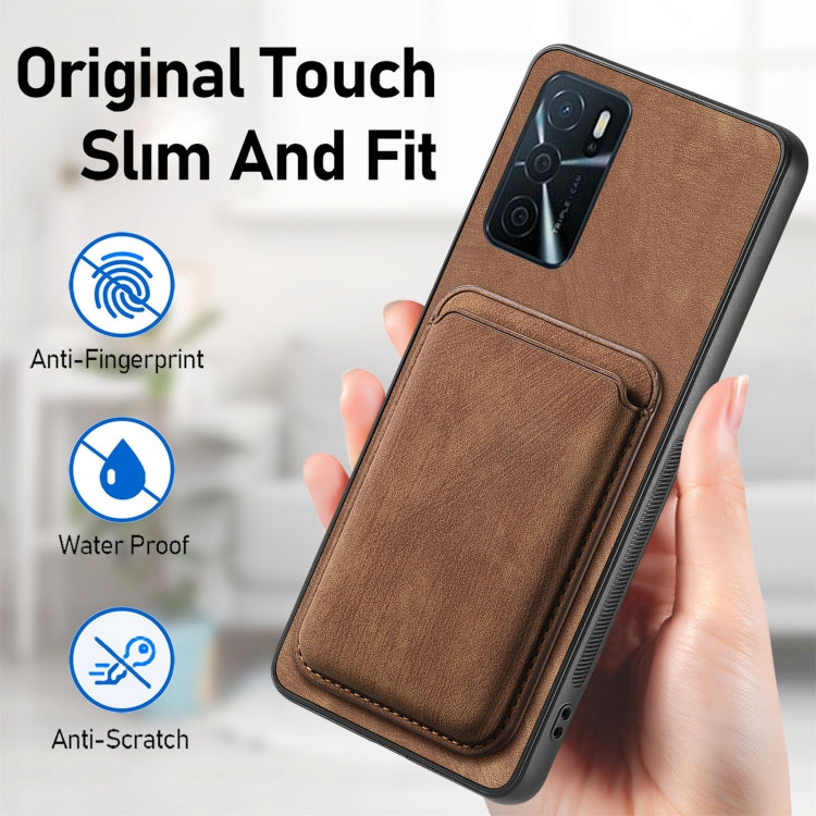 For OPPO Reno6 5G Retro Leather Card Bag Magnetic Phone Case(Brown) - OPPO Cases by buy2fix | Online Shopping UK | buy2fix