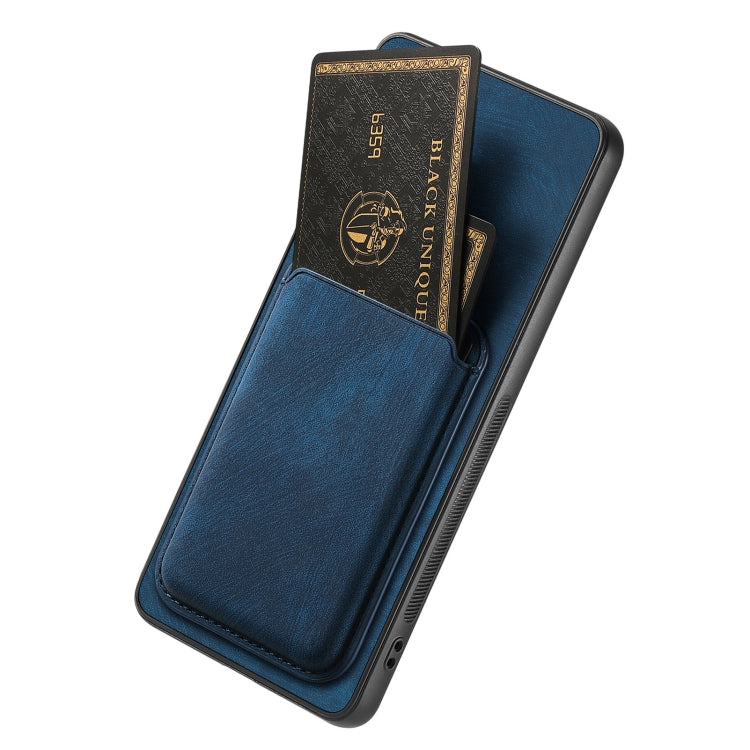 For OPPO Reno6 5G Retro Leather Card Bag Magnetic Phone Case(Blue) - OPPO Cases by buy2fix | Online Shopping UK | buy2fix