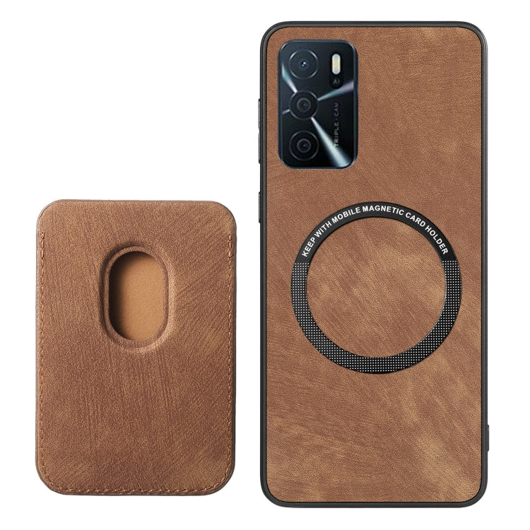 For OPPO F19 Pro+ Retro Leather Card Bag Magnetic Phone Case(Brown) - OPPO Cases by buy2fix | Online Shopping UK | buy2fix