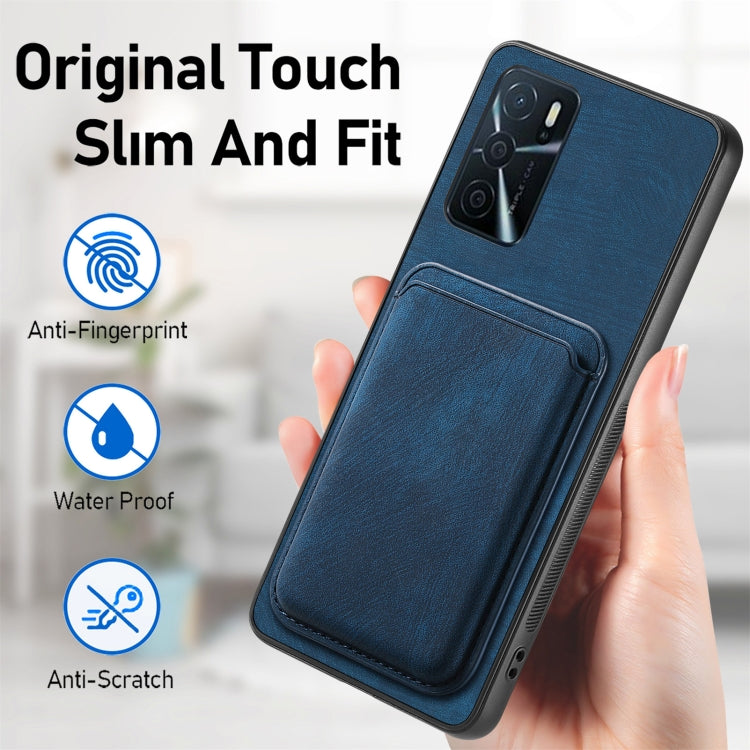 For OPPO Reno7 Z 5G/F21 Pro 5G Retro Leather Card Bag Magnetic Phone Case(Blue) - OPPO Cases by buy2fix | Online Shopping UK | buy2fix