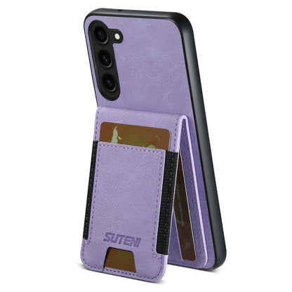 For Samsuny Galaxy S24+ 5G Suteni H03 Litchi Leather Card Bag Stand Back Phone Case(Purple) - Galaxy S24+ 5G Cases by Suteni | Online Shopping UK | buy2fix