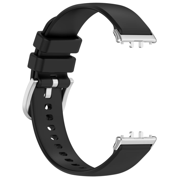 For Samsung Galaxy Fit 3 SM-R390 Metal Connector Liquid Glossy Silicone Watch Band(Black) - Watch Bands by buy2fix | Online Shopping UK | buy2fix