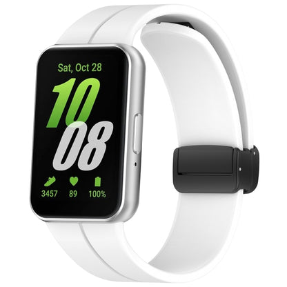 For Samsung Galaxy Fit 3 SM-R390 Magnetic Folding Buckle Silicone Watch Band(White) - Watch Bands by buy2fix | Online Shopping UK | buy2fix