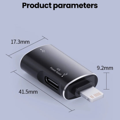 JS-103 8 Pin Male to USB+Type-C Female OTG Adapter(Silver) - Converter & Adapter by buy2fix | Online Shopping UK | buy2fix