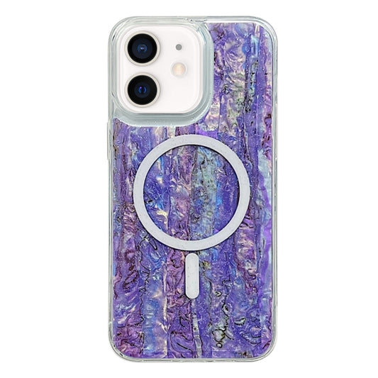 For iPhone 12 / 12 Pro Shell Texture Multicolor MagSafe TPU Phone Case(Purple) - iPhone 12 / 12 Pro Cases by buy2fix | Online Shopping UK | buy2fix