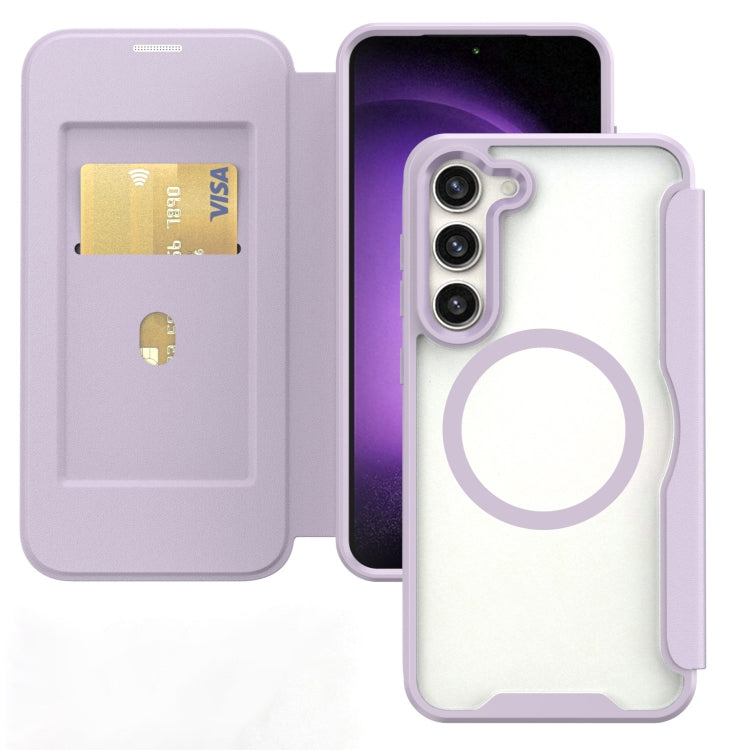 For Samsung Galaxy S24+ 5G MagSafe RFID Blocking Adsorption Flip Leather Phone Case(Purple) - Galaxy S24+ 5G Cases by buy2fix | Online Shopping UK | buy2fix