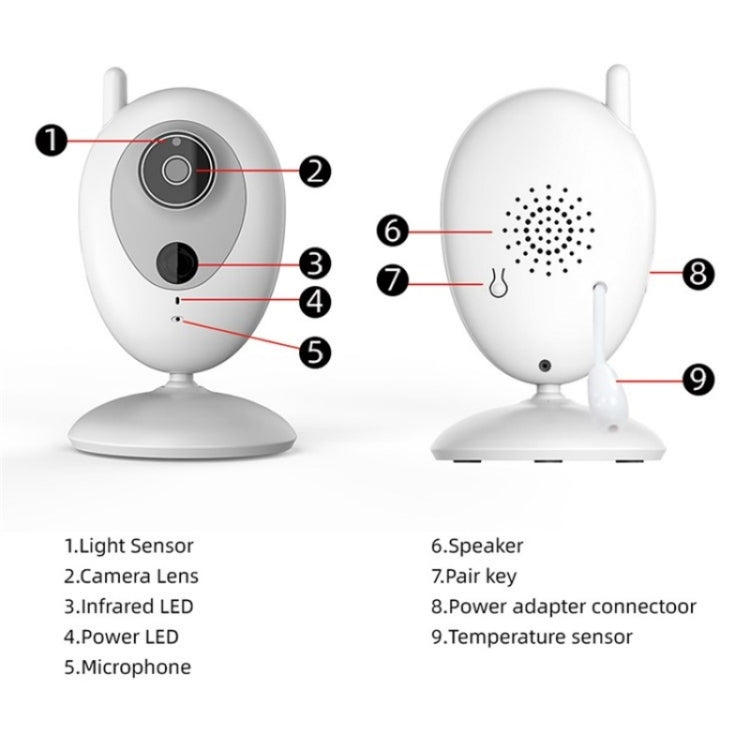 R306 Room Temperature Monitor Intercom Camera 2.0-inch Night Vision Wireless Baby Monitor(EU Plug) - Baby Monitor by buy2fix | Online Shopping UK | buy2fix