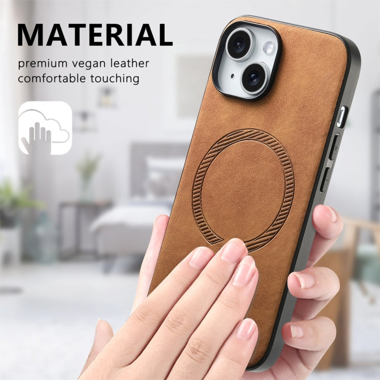 For iPhone 16 Pro Solid Color Retro Magsafe PU Back Cover Phone Case(Brown) - More iPhone Cases by buy2fix | Online Shopping UK | buy2fix