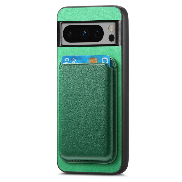 For Google Pixel 9 Retro Magsafe Card Bag PU Back Cover Phone Case(Green) - Google Cases by buy2fix | Online Shopping UK | buy2fix